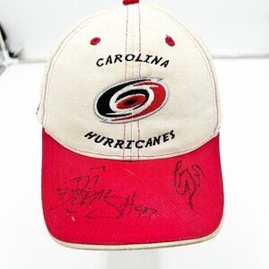 Carolina Hurricanes Youth Hat Cap NHL Hockey Ivory Red Signed Brim
